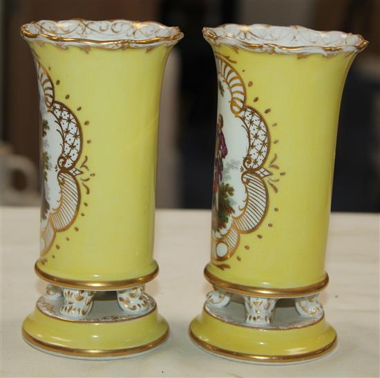 A pair of Meissen spill vases, late 19th century, 5.5in.